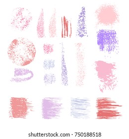 Cosmetic sponge stamps collection. Samples template foundation, concealer  for makeup. Various stain brushes, textured circles, grunge element for beauty and cosmetics. Vector illustration.