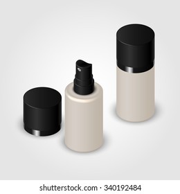 Cosmetic spray bottle with cap. Vector illustration