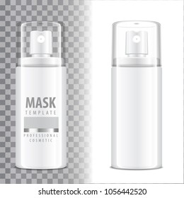 Cosmetic spray bottle. Dispenser for cream, balsam and other cosmetics. With lid and without. Vector Template Mock up Your Design for your design