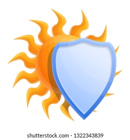 Cosmetic sun protect shield icon. Cartoon of cosmetic sun protect shield vector icon for web design isolated on white background