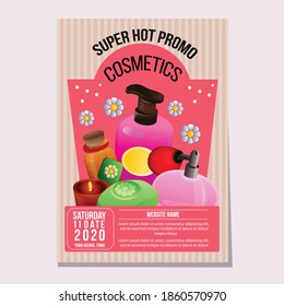 cosmetic super sale promotion poster template. promotion banner vector template.