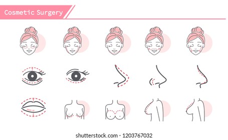 cosmetic surgery concept Icon set - Simple Line Series