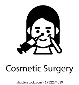 Cosmetic surgery icon in glyph design beauty treatment 