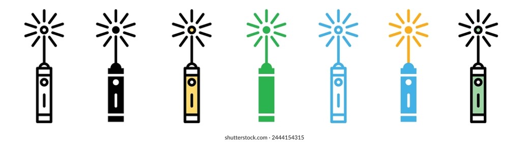 Cosmetic Surgery with Laser Pointer Devices Icons for Skin Care Treatments