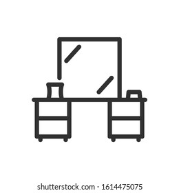 cosmetic table, furniture, linear icon. Editable stroke