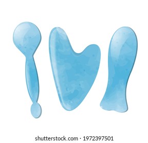 Cosmetic Tools for Face massage Gua Sha. Realistic objects. Isolated design element on a white background. EPS10.