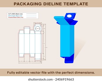 Cosmetic Tube Box Medium Dieline template, 3d Box Vector File svg