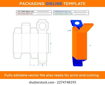 Cosmetic Tube Box Wide Dieline Template