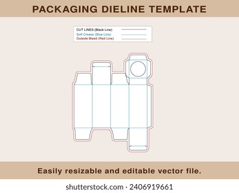 Cosmetic Tube Box Wide Dieline Template Editable Vector File.