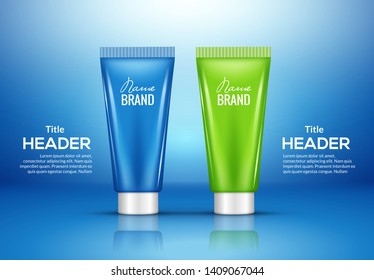 Cosmetic tube cream bottle package product white mockup isolated banner design.
