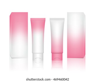 Cosmetic tube for cream, gel, liquid, foam. Beauty product package, vector illustration.