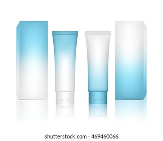 Cosmetic tube for cream, gel, liquid, foam. Beauty product package, vector illustration.