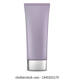 Cosmetic Tube for Cream. Vector Ointment Container. Tooth Paste or Medical Packaging. Blank Lotion Pack. Realistic Flexible Package Mockup. Face Scrub.