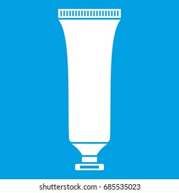 Cosmetic tube icon white isolated on blue background vector illustration