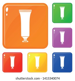 Cosmetic tube icons set collection vector 6 color isolated on white background