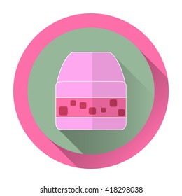 Cosmetic tube. Packaging face cream. Flat icon with shadow. Bottle of shower gel. Cosmetic bottle. Bright colors. Vector illustration.