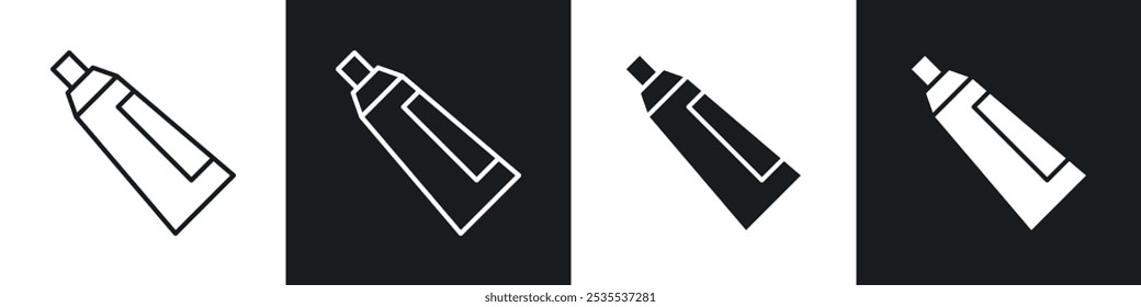 Cosmetic tube vector icon set in black and white. EPS 10 illustration