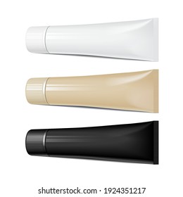 cosmetic tubes black and white. set of cosmetic products on a white background. Cosmetic package collection for cream, soups, foams, shampoo. vector illustration.