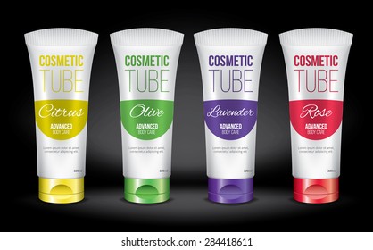 Cosmetic tubes template design, vector objects