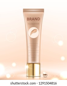 Cosmetic vector foundation premium product advertisement, ads for promotion. Realistic vector illustration