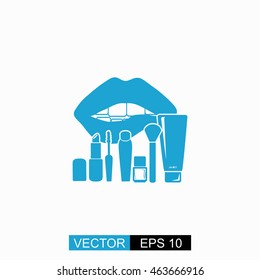 Cosmetic vector. Isolated blue icon on white background.