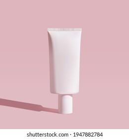 Cosmetic white bottle. Womens cosmetic accessory for makeup, toning, fluid, lotion, serum. Packaging design, mock up, 3d vector.