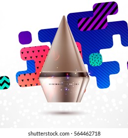 Cosmetics ads with hydrating facial cream mask bottle isolated on glitter particles background with geometric modern elements