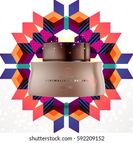 Cosmetics ads with hydrating facial cream mask bottle isolated on glitter particles background with geometric modern elements