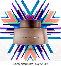 Cosmetics ads with hydrating facial cream mask bottle isolated on glitter particles background with geometric modern elements