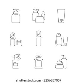 Cosmetics artistic style continuous line icons. Editable stroke.