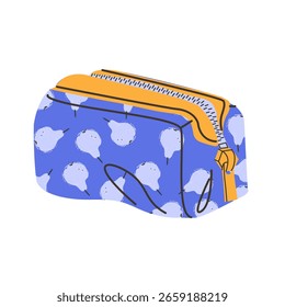 Cosmetics bag with zipper closure in simple design with cosmetics products