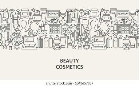 Cosmetics Banner Concept. Vector Illustration of Line Web Design.