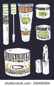 cosmetics and beauty doodle set