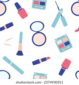 Cosmetics beauty elements seamless pattern