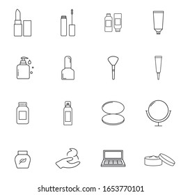 Cosmetics and beauty icon set in thin line style. Modern outline style icons collection. Perfect vector graphics