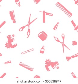 Cosmetics & beauty icons seamless pattern