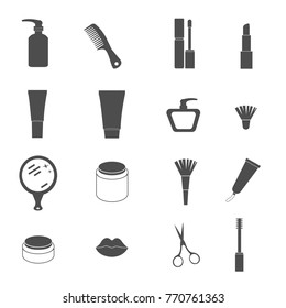 cosmetics and beauty icons set vector