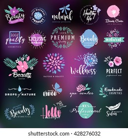 Cosmetics and beauty labels and badges collection