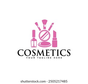 Cosmetics beauty makeup products logo design, Vector illustration.