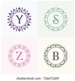 Cosmetics and beauty product brand letters logo design. Y, S, B, Z vector letter monogram.
