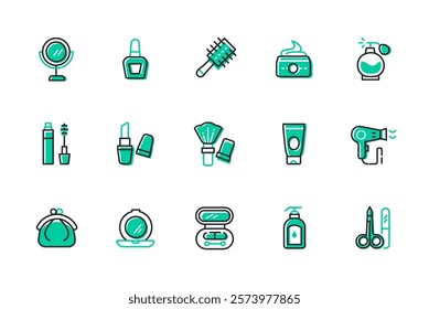 Cosmetics and beauty - set of line design style icons