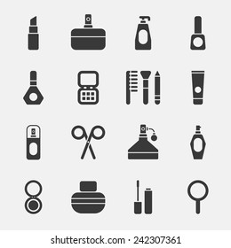 cosmetics black icons on white background