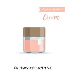 Cosmetics bottle product with hand drawn inscription cream. Vector illustration