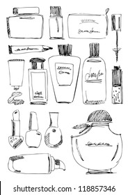 Cosmetics bottle set.