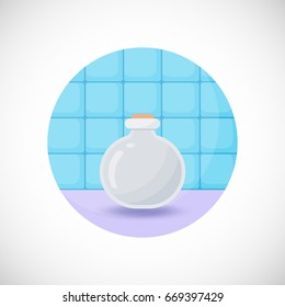 Cosmetics bottle vector flat icon, Flat design of skincare, hygiene or beauty object in the bathroom interior, vector illustration with shadows