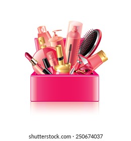 Cosmetics box isolated on white photo-realistic vector illustration