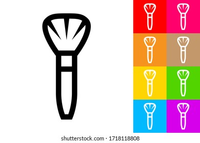 Cosmetics Brush. Line Icon With Different Color Background.