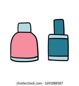 Cosmetics. Cartoon vector style. Set. White background. Doodles
