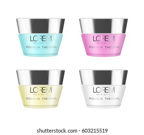 Cosmetics container tube and glass realistic vector set isolated on white background. 3D tube and mask fashion design. Beauty style. Vector illustration. Lotion, gel, tonic, shampoo, soap, cream.