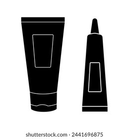 Cosmetics containers bottles vector black silhouette icons set collection isolated on white background.